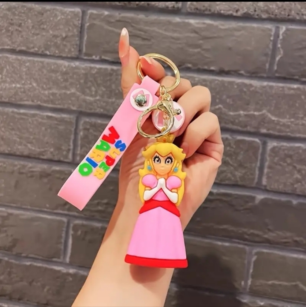 Princess Peach Keychain | Super Mario Nintendo Keyring | Cute Gamer Girl